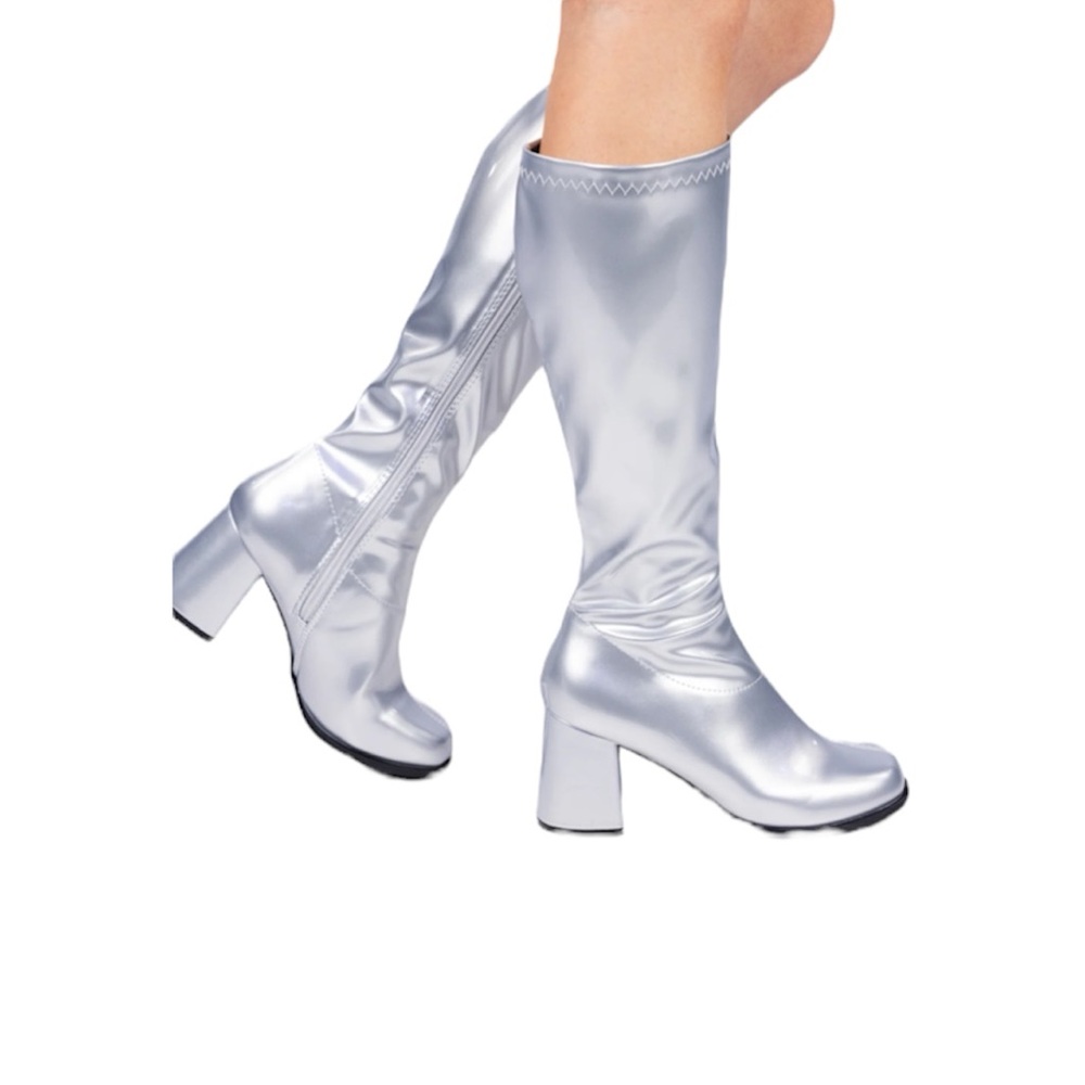 Silver Knee-High Women's Boots GoGo